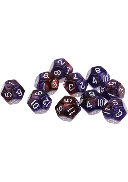 Mor Kırmızı 12MM Stili Dungeons And Dragons Parti Masa Oyunları Için 10 Parçalı Zar Seti D12 Çokyüzlü Zar (Yurt Dışından)