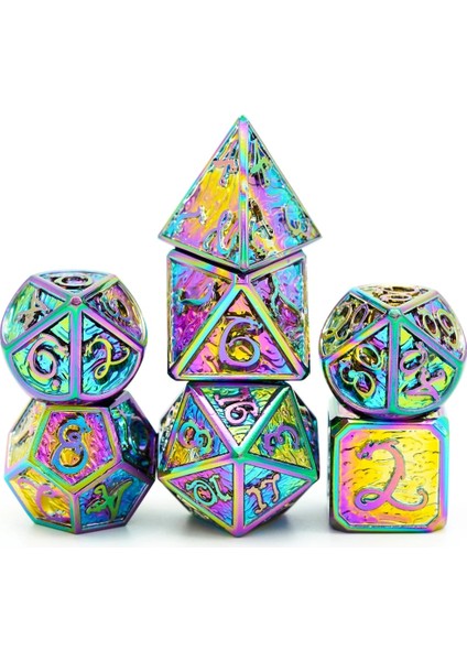 CD09 Gökkuşağı Stili Cusdie Dragon Yazı Tipi Metal D&d Zar, Uğurlu Bulut, Dnd Zar, Çokyüzlü Zar Seti, Rol Yapma Oyunu Için Mtg Pathfinder (Yurt Dışından)