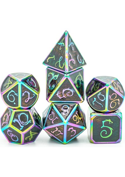 CD09 Gökkuşağı Stili Cusdie Dragon Yazı Tipi Metal D&d Zar, Uğurlu Bulut, Dnd Zar, Çokyüzlü Zar Seti, Rol Yapma Oyunu Için Mtg Pathfinder (Yurt Dışından) fiyatları
