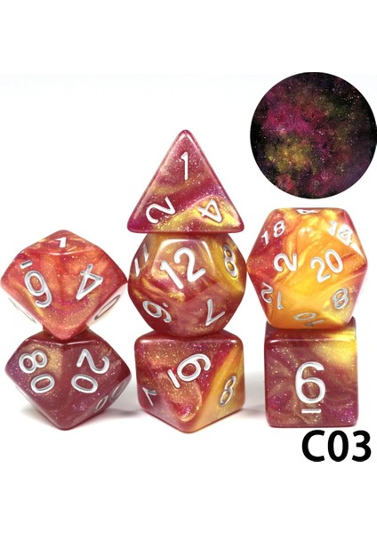 C03 Stili Çokyüzlü Zar Trpg Dnd Gameet D4 D6 D8 D10 D12 D20 Masa Oyunu Için Çok Taraflı (Yurt Dışından)