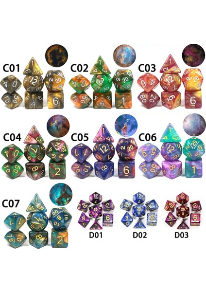 C03 Stili Çokyüzlü Zar Trpg Dnd Gameet D4 D6 D8 D10 D12 D20 Masa Oyunu Için Çok Taraflı (Yurt Dışından) indirimleri