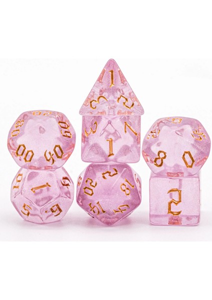 Pembe Altın Yazı Tipi Stili Yeni ve Orak Yazı Tipi Dnd Zar Seti D4~D20 Dungeons And Dragons Için Çokyüzlü Zar Rol Yapma Tahta Oyunu ​mtg Rpg D&d Hediye (Yurt Dışından)