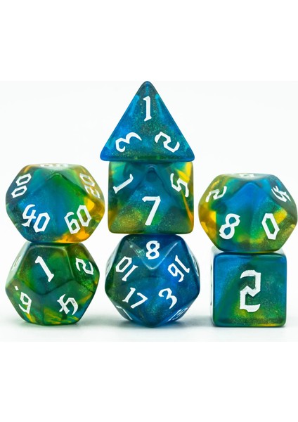 Mavi Sarı Stil Yeni ve Orak Yazı Tipi Dnd Zar Seti D4~D20 Dungeons And Dragons Için Çokyüzlü Zar Rol Yapma Tahta Oyunu ​mtg Rpg D&d Hediye (Yurt Dışından)