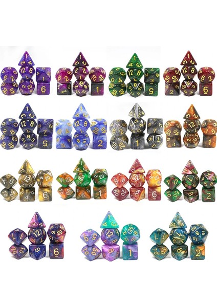 A04 Stili Yüksek Li 15 Renk Yaratıcı Evren Galaxy Zar Seti D4-D20 Glitter Toz Dnd Masa Üstü Rpg Oyunları Için Inanılmaz Etki (Yurt Dışından)