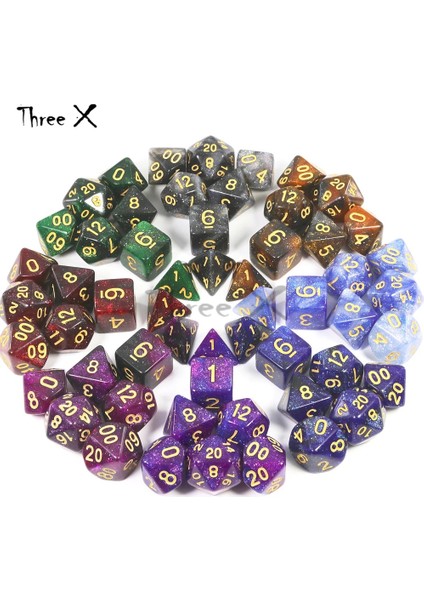 A04 Stili Yüksek Li 15 Renk Yaratıcı Evren Galaxy Zar Seti D4-D20 Glitter Toz Dnd Masa Üstü Rpg Oyunları Için Inanılmaz Etki (Yurt Dışından)