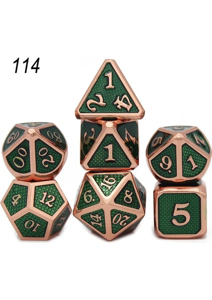 NO.114 Stili Dados Rpg Zar Masası Oyunları Satış Promosyonu Çokyüzlü Metal Zarlar Çinko Alaşımlı Sayısal Dnd Zar 7 Set D4 D6 D8 D10 D12 D20 (Yurt Dışından)