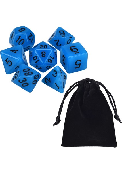 Mavi Bir Stil Glow In The Dark 7-Die Çokyüzlü Zar Seti D4 D6 D8 D10 D% D12 D20 Için Masa Oyunları Rpg Dnd (Yurt Dışından)