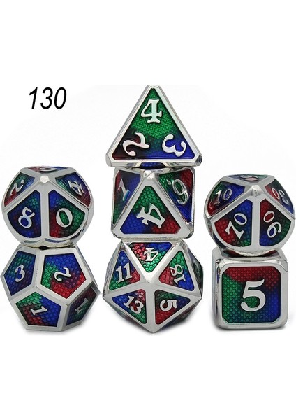 NO.130 Tarzı Dados Rpg Zar Masası Oyunları Satış Promosyonu Çokyüzlü Metal Zarlar Çinko Alaşımlı Sayısal Dnd Zar 7 Set D4 D6 D8 D10 D12 D20 (Yurt Dışından)