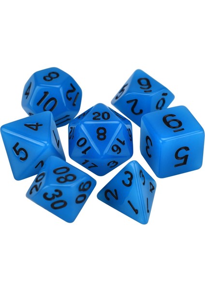 Mavi Stil Glow In The Dark 7-Die Çokyüzlü Zar Seti D4 D6 D8 D10 D% D12 D20 Için Masa Oyunları Rpg Dnd (Yurt Dışından)