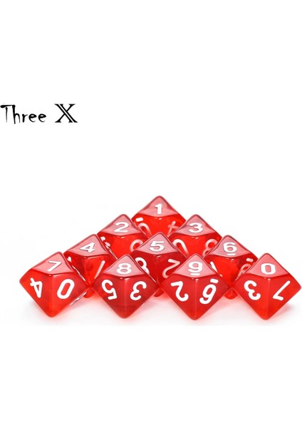 Şeffaf Kırmızı Stil D10 Zar Seti-10 D10, Matematik Zar Oyunları Için Mükemmel - Ded Çokyüzlü Plastik Masa Üstü Rpg (Yurt Dışından)