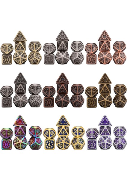 M15 Stili Dnd Masaüstü Rpg'leri Için Mekanik Zar Gameet Metal Zar, Ipli Kılıflı D4 D6 D8 D10 D% D12 D20 (Yurt Dışından) fiyatları