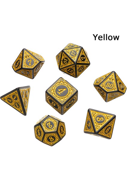 A -Sarı Stil Trpg Dnd Aksesuarları Için Sıcak Çok Taraflı 7-Die Zar Seti Oyun Zar Çokyüzlü D4 D6 D8 D10 D12 D20 Trpg Dnd Aksesuarları Için Zar (Yurt Dışından)