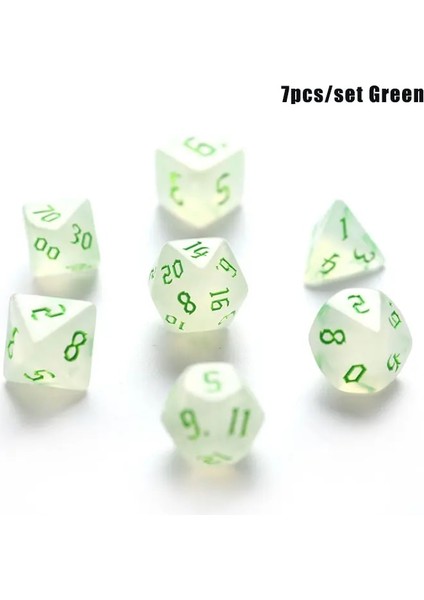 Yeşil Stil Yanardöner Glitter Çokyüzlü Zar Seti D4 D6 D8 D10 D% D12 D20 Masa Oyunu Için (Yurt Dışından)