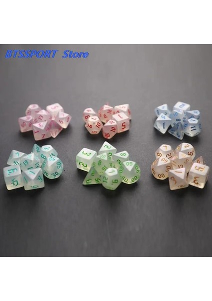 Yeşil Stil Yanardöner Glitter Çokyüzlü Zar Seti D4 D6 D8 D10 D% D12 D20 Masa Oyunu Için (Yurt Dışından) fiyatları