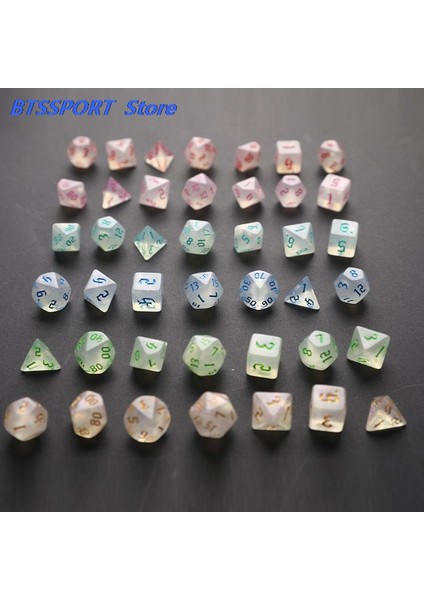 Yeşil Stil Yanardöner Glitter Çokyüzlü Zar Seti D4 D6 D8 D10 D% D12 D20 Masa Oyunu Için (Yurt Dışından) indirimleri