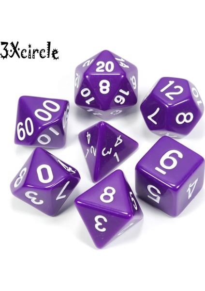 Mor Tarzı Mavi Mürekkepli Siyah Renkli Opak Zar Seti D4,D6,D8,D10,D10%,D12,D20 Çokyüzlü Zarlar Dnd Rpg Masa Oyunu (Yurt Dışından)