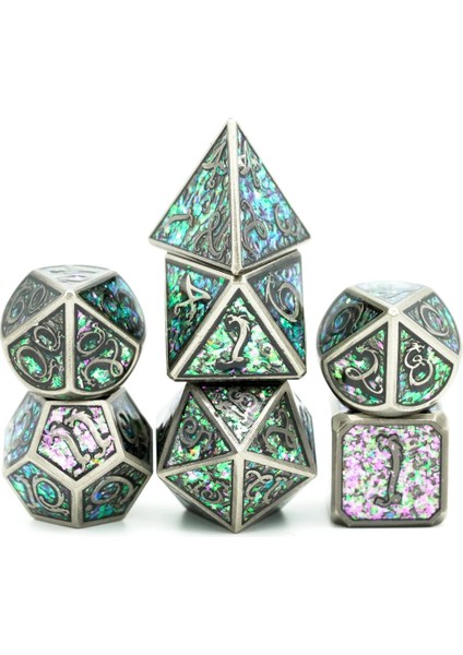 CD14 Antik Gümüş Stili Cusdie Dragon Yazı Tipi Metal D&d Zar, Uğurlu Bulut, Dnd Zar, Çokyüzlü Zar Seti, Rol Yapma Oyunu Için Mtg Pathfinder (Yurt Dışından)