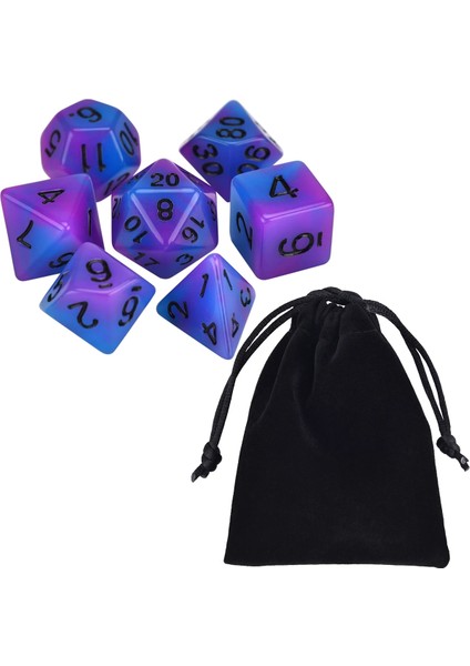 Mor Mavi Bir Stil Glow In The Dark Polyhedral 7-Die Iki Ton Zar Seti D4 D6 D8 D10 D% D12 D20 Masa Oyunları Için Rpg Dnd (Yurt Dışından)