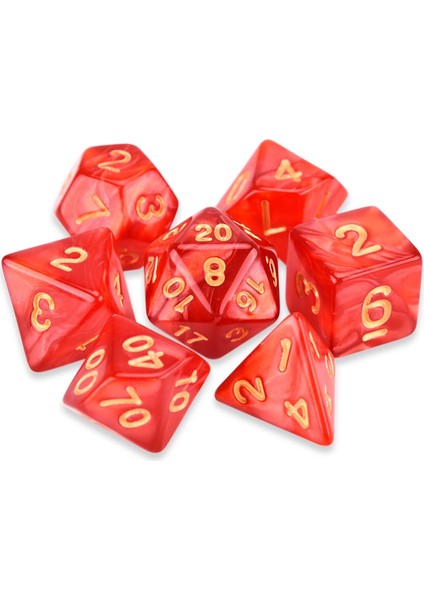 Kırmızı A Stili Pearl Swirl Çokyüzlü 7-Die Dnd Zar Seti D4 D6 D8 D10 D% D12 D20 Trpg Zar Oyunu Meraklıları Için (Yurt Dışından)
