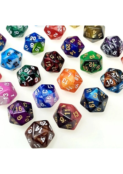 Kumral Tarzı Rollooo Zar Iki Tonlu D20 Rpg Zar Zengin Renkler D20 Zar For Rpg Dungeons & Dragon 20 Faces Games Dices (Yurt Dışından)