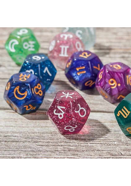 7 Adet 1 Stil Adet Yaratıcı Zar 12 Taraflı Astroloji Zodyak Işaretleri Zar Takımyıldızı Kehanet Oyuncaklar Eğlence Tahta Oyunu Zar (Yurt Dışından) fiyatları