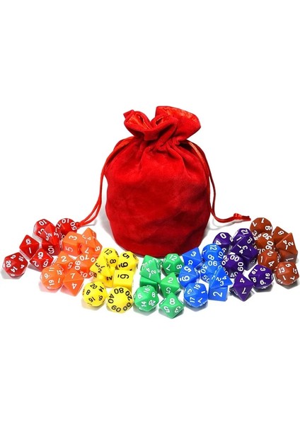 A14 Stili Dnd Rpg Mtg Oyunları Için Büyük Kadife Kılıflı Paket Zar Seti D4 D6 D8 D10 D% D12 20 (Yurt Dışından)