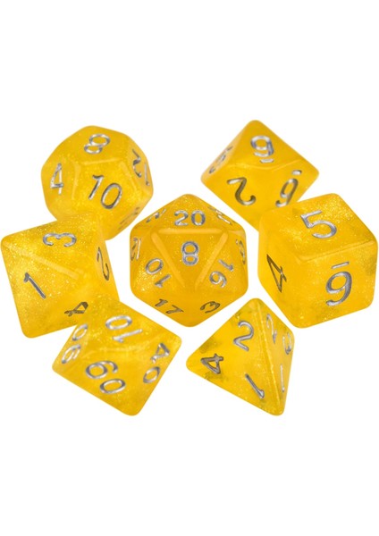 Sarı Stil Star Shine Glitter Sparkles Çokyüzlü Zar Seti D4 D6 D8 D10 D% D12 D20 Trpg Dnd Oyunu Için (Yurt Dışından)