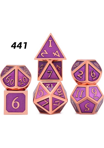 NO.441 Tarzı Masa Üstü Rpg'ler Için Siyah Ipli Çantalı 7 Metal Zar Seti D4 D6 D8 D10 D% D12 D20 (Yurt Dışından)