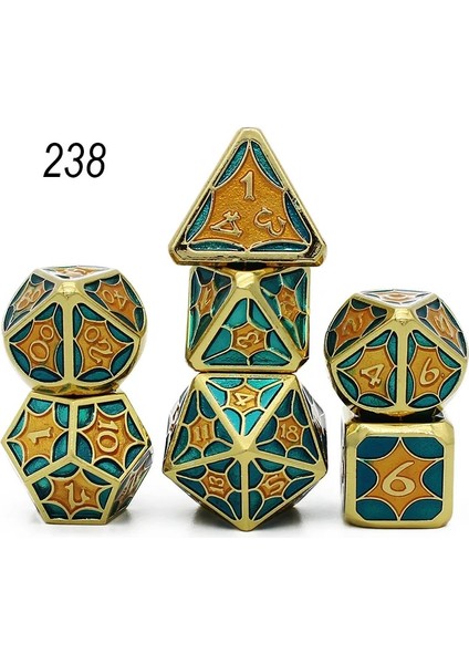 NO.238 Tarzı 2020 Yeni Dnd Metal Zar Rpg Mtg Zar Masa Üstü Rpg'ler Için Zar Kılıfı Dahil Oyun D4 D6 D8 D10 D% D12 D20 Set Çokyüzlü Zar (Yurt Dışından)
