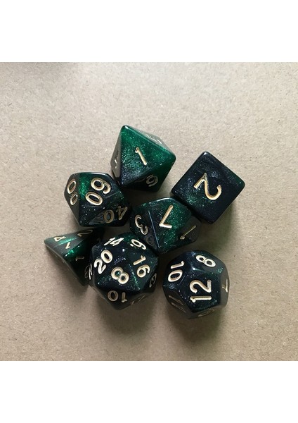 No.7 Tarzı Et Poşetli Çokyüzlü Zar Seti Çift Renkli Altın Sayıları D4 D6 D8 D10 D% D12 D20 Dnd Rpg Masa Oyunları Için (Yurt Dışından)