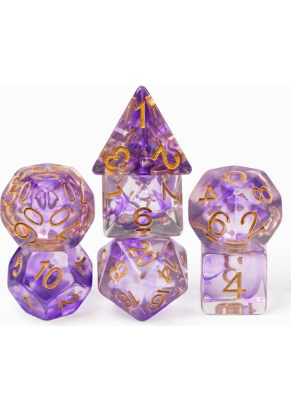 Mor Altın Yazı Tipi Stili Poludie Yeni Saydam Reçine Dnd Zar Seti D4~D20 Dungeons And Dragons Için Çokyüzlü Zar Rol Yapma Masa Oyunu Mtg Rpg D&d (Yurt Dışından)