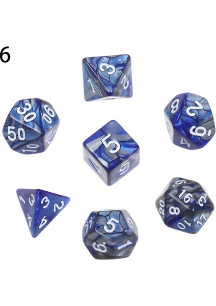 No.6 Tarzı 7-Die Çok Taraflı Zar Seti Oyunu Zar Trpg Dnd Çokyüzlü D4 D6 D8 D10 D12 D20 Zar Tahta Kart Oyunu Matematik Oyunu Aksesuarları (Yurt Dışından)