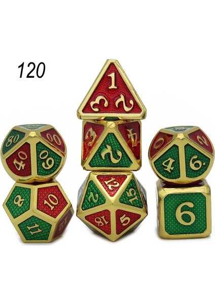 NO.120 Stili Dados Rpg Zar Masası Oyunları Satış Promosyonu Çokyüzlü Metal Zarlar Çinko Alaşımlı Sayısal Dnd Zar 7 Set D4 D6 D8 D10 D12 D20 (Yurt Dışından)