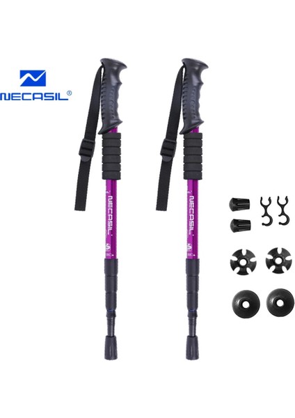 Mor Tarzı 2pcslot Baston Trekking Direkleri Nordic Walking Baston Teleskopik Baton Yürüyüş Aksesuarları ile Alüminyum Alaşımlı Koltuk Değneği (Yurt Dışından)