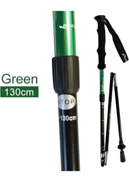 130CM Yeşil Stil 1 Adet Telescoection Ayarlanabilir Yürüyüş Trekking Yürüyüş Direği Baston Sopa Koltuk Değneği Alüminyum Alaşımlı Katlanır Baston Bastonlar (Yurt Dışından)