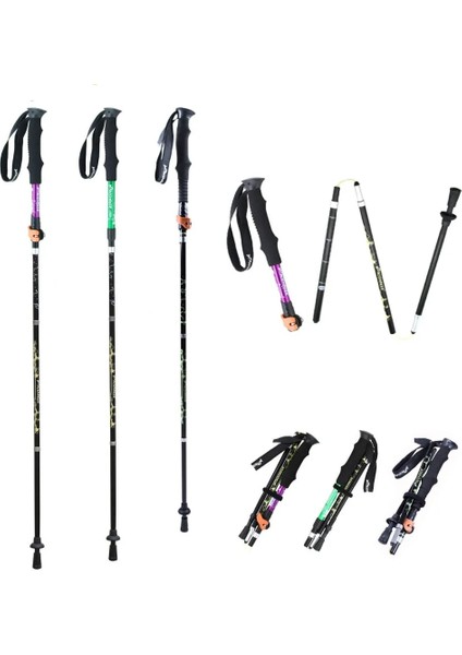 130CM Yeşil Stil 1 Adet Telescoection Ayarlanabilir Yürüyüş Trekking Yürüyüş Direği Baston Sopa Koltuk Değneği Alüminyum Alaşımlı Katlanır Baston Bastonlar (Yurt Dışından)