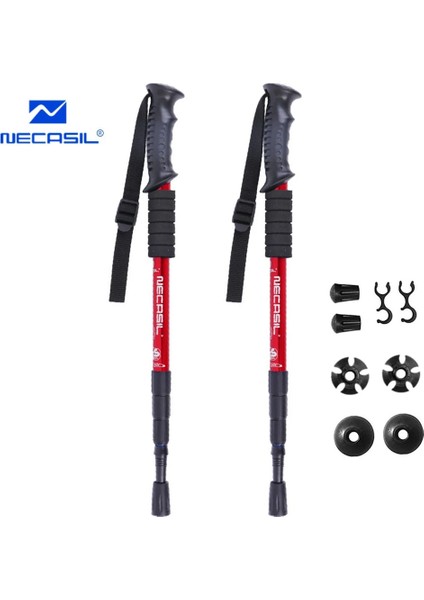 Kırmızı Stil 2pcslot Baston Trekking Direkleri Nordic Walking Baston Teleskopik Baton Yürüyüş Aksesuarları ile Alüminyum Alaşımlı Koltuk Değneği (Yurt Dışından)
