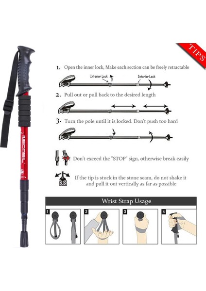 Kırmızı Stil 2pcslot Baston Trekking Direkleri Nordic Walking Baston Teleskopik Baton Yürüyüş Aksesuarları ile Alüminyum Alaşımlı Koltuk Değneği (Yurt Dışından)