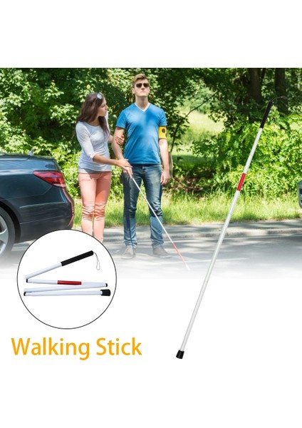 Beyaz Stil Katlanır Kör Kılavuz Çubuk Görme Engelli Koltuk Değneği Baston Kör Baston Yürüteç Alüminyum Kolay Katlanır (Yurt Dışından)