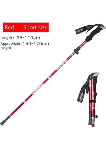 Kısa Kırmızı Stil Mountainskin Yeni Ayarlanabilir Yürüyüş Direği Alüminyum Alaşımlı Katlanır Ultra-Hafif Ultrashort Teleskopik Dış Mekan El Tipi Çubuk VK187 (Yurt Dışından)