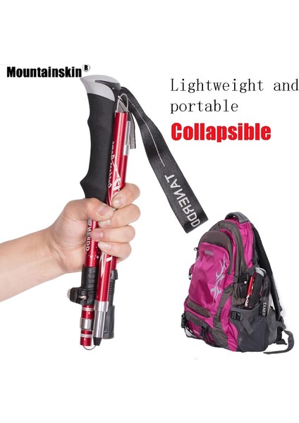 Kısa Kırmızı Stil Mountainskin Yeni Ayarlanabilir Yürüyüş Direği Alüminyum Alaşımlı Katlanır Ultra-Hafif Ultrashort Teleskopik Dış Mekan El Tipi Çubuk VK187 (Yurt Dışından) indirimleri