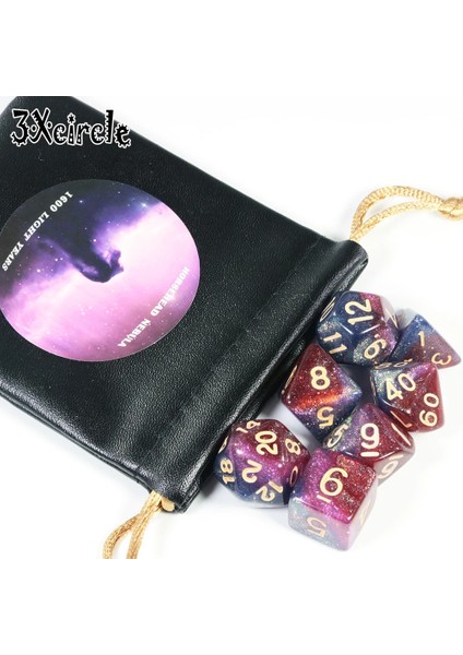 Atbaşı Bulutsusu-A Stili Romantik Evren Galaxy Zar 7 Piecesset + Dnd Rpg Oyunları Için Pu Deri Çanta Satış Öncesi Yıldızlı Dices Noel Hediyesi (Yurt Dışından)