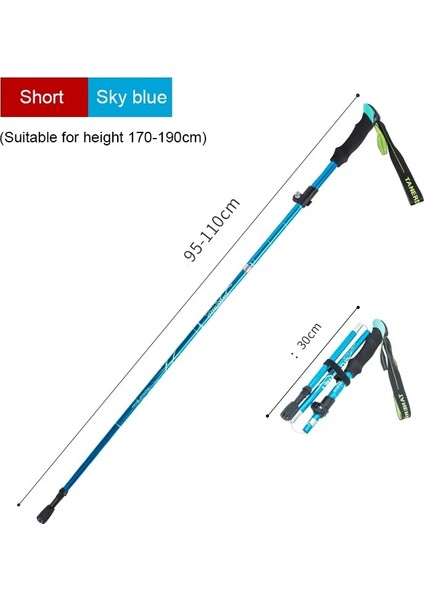 Kısa Açık Mavi Stil 5 Parçalı Baston Ultra Hafif Portble Açık Kat Trekking Direkleri Ayarlanabilir Anti Şok Teleskopik Kamp Yürüyüş Sopası (Yurt Dışından)