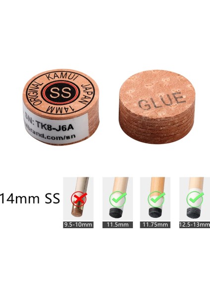 SS-14MM-SARI Stil Japon Orijinal Ithalat Kamuı Cue Ipuçları Bilardo Bilardo Cue Kamuı Ucu Mh Snooker Ucu Kahverengi Mh Bilardo Aksesuarı (Yurt Dışından)