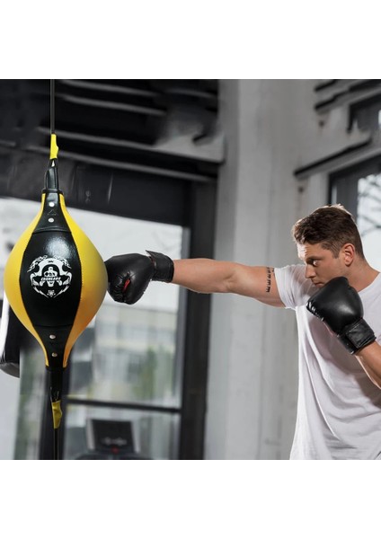 Chaoduo Shop Sarı Stil Çift Uçlu Boks Dodge Hız Topu Şişme Zeminden Tavana Boks Torbası Deri Şişme Muay Thai Mma Eğitimi (Yurt Dışından)