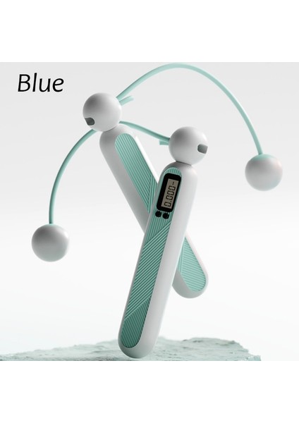 Mavi Beyaz Tarzı Kablosuz Elektronik Ip Atlama Ipi Gym Fitness Crossfit Akıllı Atlama Ipi LCD Ekranlı Sayma Hız Sayacı Kaymaz Sap (Yurt Dışından)