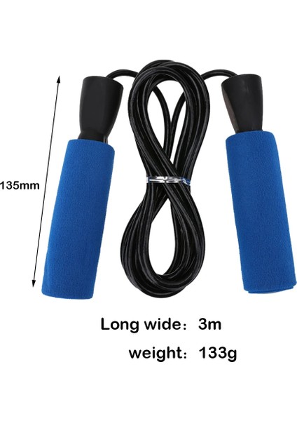 Mavi Stil Ayarlanabilir Uzunluk Ip Atlama Ipi Sünger Kolu Taşınabilir Kaybetmek Ağırlık Eğitimi Fitness Kardiyo Rulman Pvc Atlama Ipi (Yurt Dışından)