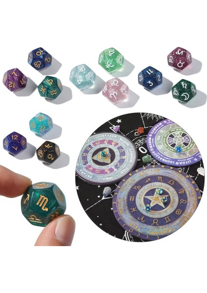 C Stili Reative Zar 12 Taraflı Astroloji Burçlar Akrilik Zar Takımyıldızı Kehanet Oyuncaklar Eğlence Tahta Oyunu Zar (Yurt Dışından) fiyatları