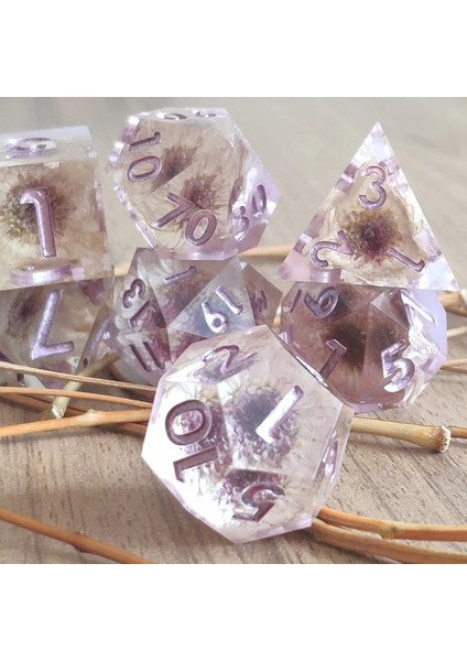 Ölümsüz Çiçek D6 Stili Mını Planet Çiçek D&d Zar Çokyüzlü Zar Seti Keskin Kenarlı Reçine Zar Rpg Zar D6 D10 D20 Dnd Zar Setleri Masa Oyunları (Yurt Dışından) modelleri
