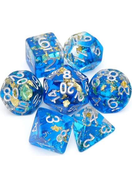 Su Mavisi Stili Haxtec Altın Folyo Dnd Zar Seti Dungeons And Dragons Için Reçine Çokyüzlü Zar Rpg D&d Pathfinder (Yurt Dışından)